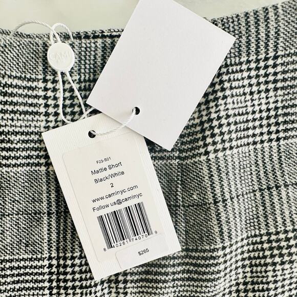 Cami NYC Matti Short Black White NEW Size 2 High Rise Wool Blend Plaid - Picture 4 of 9